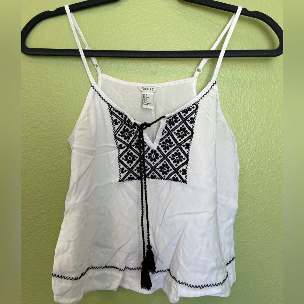 White & Black Boho Cami